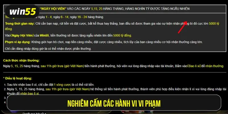 Nghiêm cấm các hành vi vi phạm điều lệ