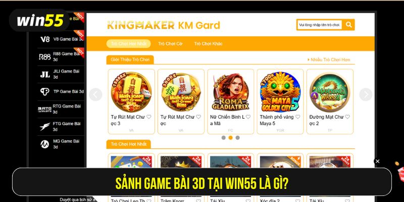 Sảnh game bài trực tuyến Win55 được thiết kế như một sòng bài thu nhỏ