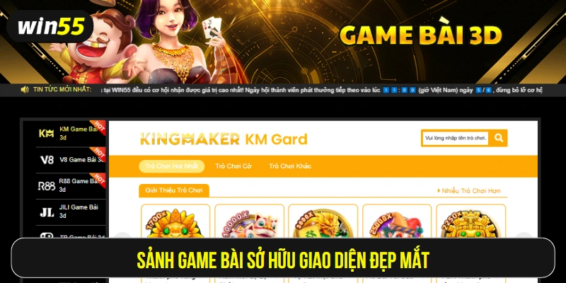 Sảnh game bài sở hữu giao diện đẹp mắt